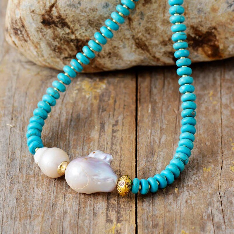 OCEAN KISSED TURQUOISE & PEARL NECKLACE