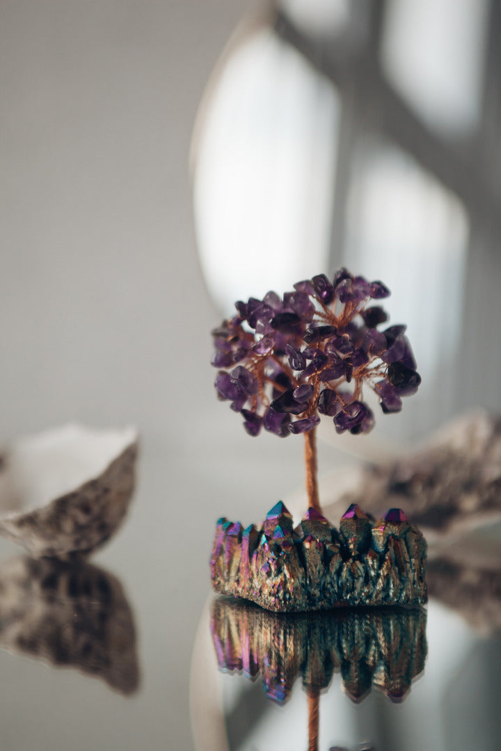 PEACE AND BALANCE - AMETHYST FENG SHUI CRYSTAL TREE WITH CLUSTER BASE