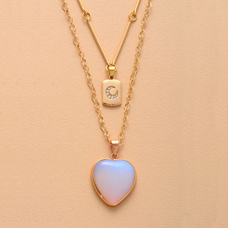 TWO-LAYER PROTECTING & STRENGTHENING HEART NECKLACE