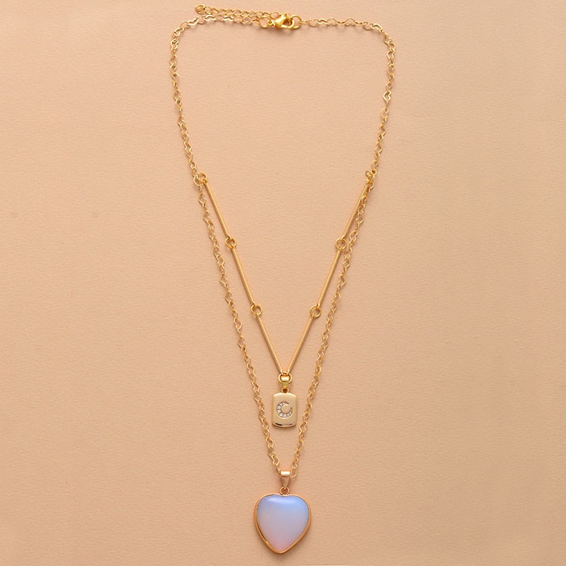 TWO-LAYER PROTECTING & STRENGTHENING HEART NECKLACE
