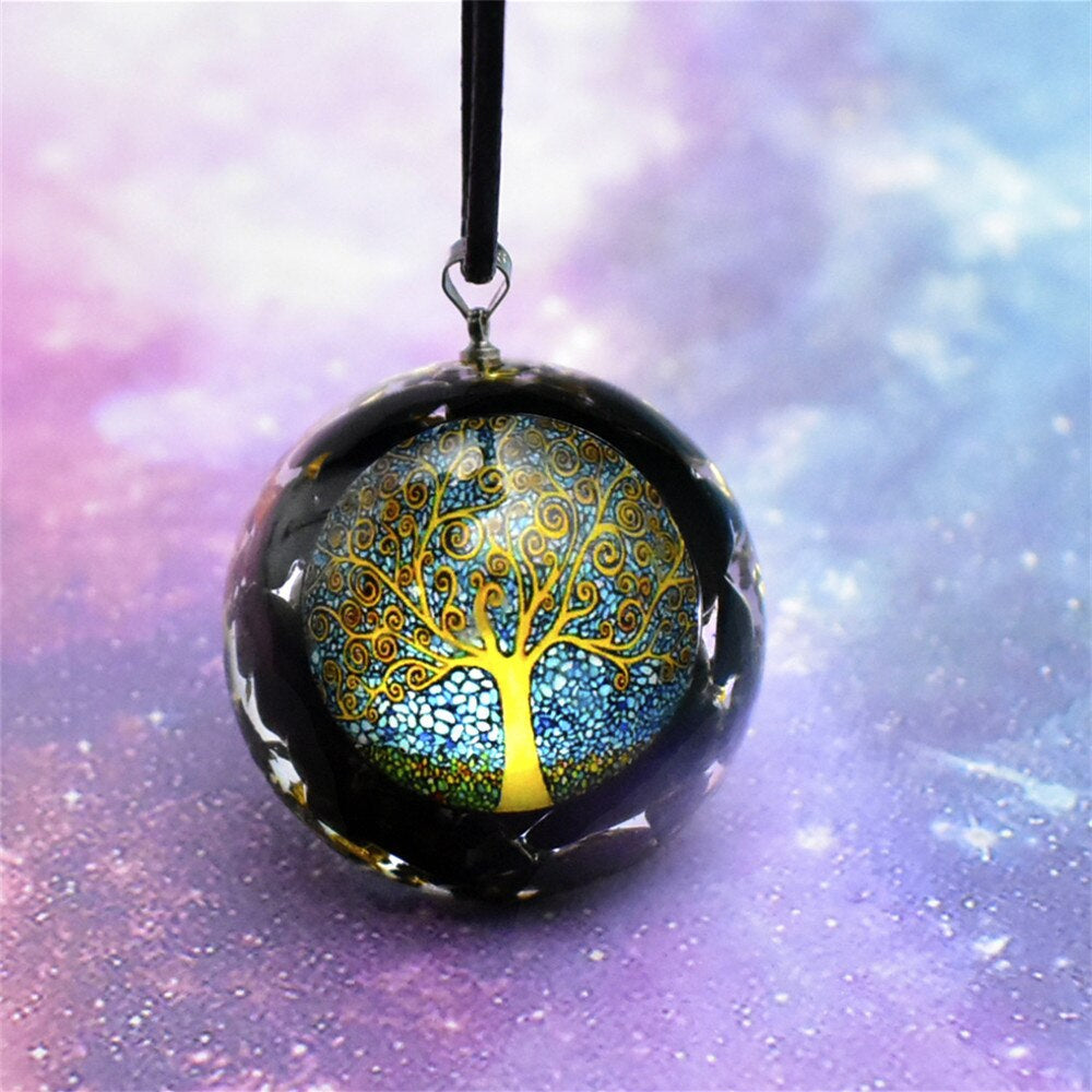TREE OF LIFE OBSIDIAN PENDANT NECKLACE