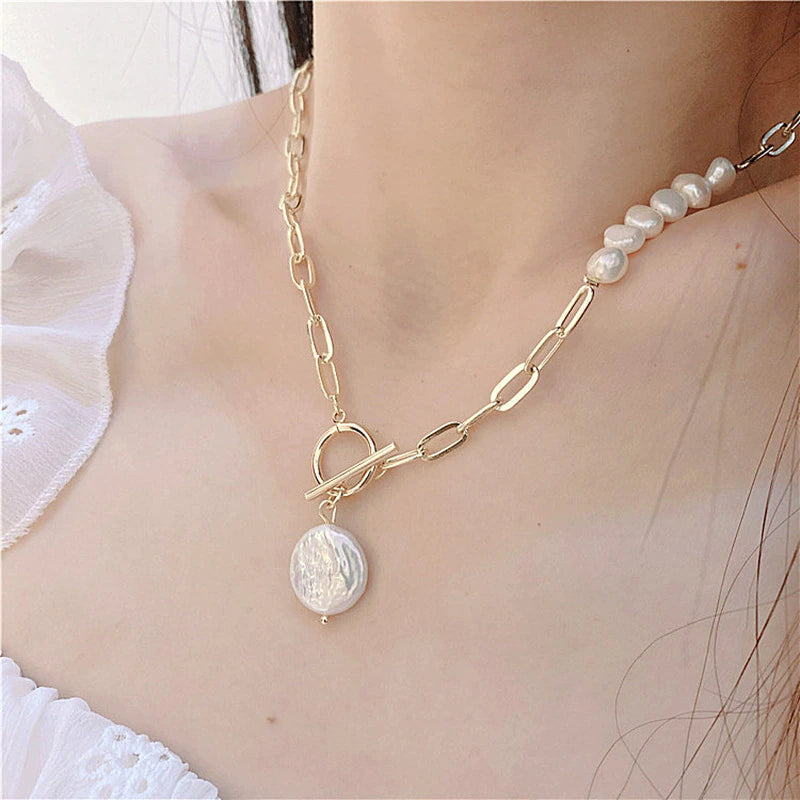 TOUCH OF ELEGANCE FRESHWATER PEARL GILDED NECKLACE