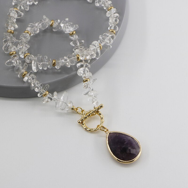 CLARITY NATURAL CRYSTAL PENDANT NECKLACES
