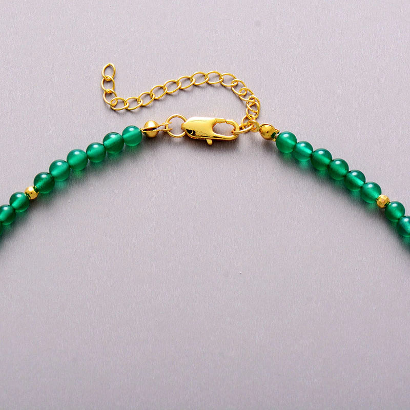 GREEN LUSTER ONYX BEADED NECKLACE
