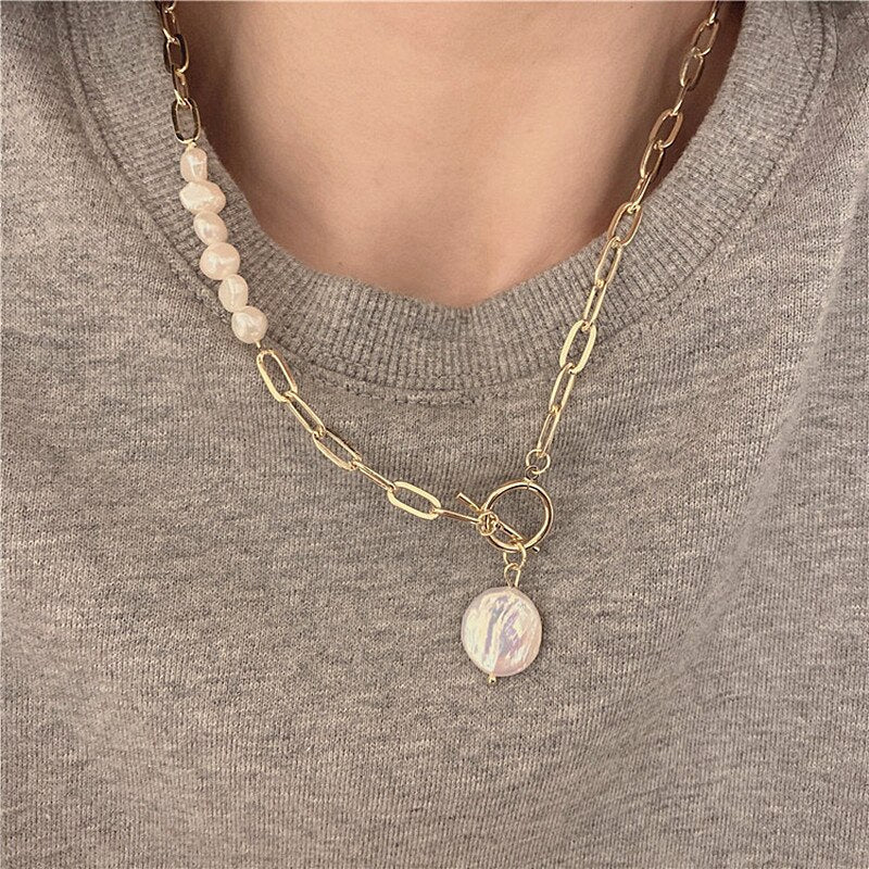TOUCH OF ELEGANCE FRESHWATER PEARL GILDED NECKLACE