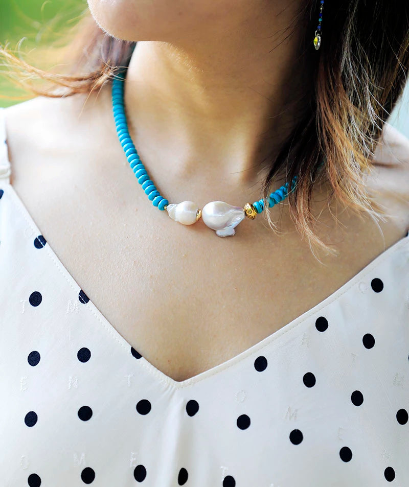 OCEAN KISSED TURQUOISE & PEARL NECKLACE