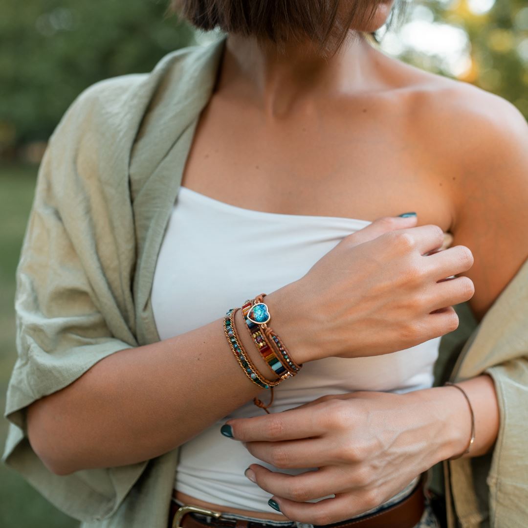 SHINING HEART OPAL HEMATITE & JASPER BRACELET