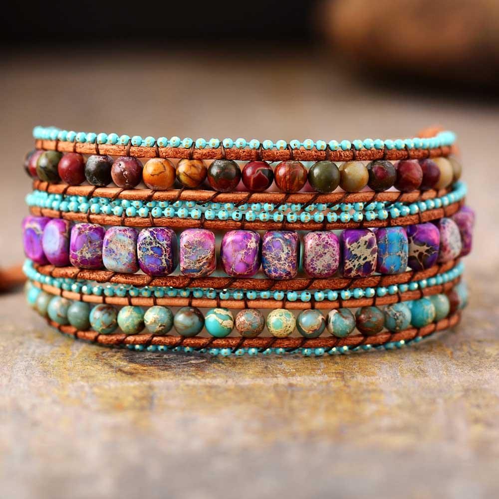 Hippie Heart Leather Wrap Bracelet | Treasure Jewelry