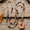 Load image into Gallery viewer, &quot;SPIRITUAL GURU&quot; DRUSY AGATE, ONYX &amp; RHODONITE NECKLACE
