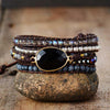 Load image into Gallery viewer, DARK QUEEN ONYX LEATHER BRACELET