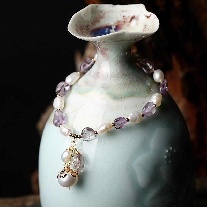 AMETHYST AND PEARL LUXURIOUS BRACELET