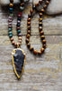 Load image into Gallery viewer, TIGER EYE STRENGTHENING ARROWHEAD NECKLACE