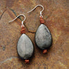 Load image into Gallery viewer, “ETHNIC &amp; TRIBAL” PYRITE TEARDROP EARRINGS