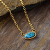 EXQUISITE OVAL TURQUOISE PENDANT NECKLACE