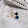 Load image into Gallery viewer, ROYAL BLUE ZIRCON &amp; PEARL CLIP ON EARRINGS